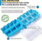14 Grids Travel Pill Organizer Box with 415-Pcs Medicine Name Labels - Pocket Daily Pharmacy Case Container Kit - Travel Medication Holder Dispenser for Fish Oil Vitamin Supplement Storage - Blue