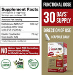 LABO Nutrition VesseCLEAR EX: Nattokinase NSK-SD+Elastin F for Clean & Flexible Blood Vessel. Japan's Most Research Proven, Functional Dose, Acid-Resistant/Delayed Release Capsules