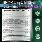 Natural Sleep Aid Supplement for Adults Without Melatonin - Non-Habit Forming Herbal Sleep - GABA, L-Theanine, Reishi Mushroom, Apigenin, Magnesium Glycinate, 5-HTP - 90 Vegan Capsules