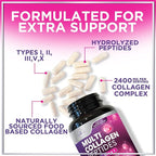 Multi Collagen Peptides Complex - Advanced Hydrolyzed Collagen Supplement Pills with Type I, II, III, V & X - Hair, Skin, Nail & Joint Support Supplement for Women & Men - USA Bottled - 60 Capsules