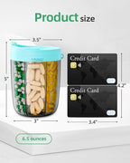 PULIV Large Supplement Organizer Bottle, Holds Plenty of 6 Various Vitamins in 1 Pill Dispenser with Anti-Mixing & Wide Openings Design, Easy to Retrieve Meds, Includes 20 Pcs Stick-on Labels Cyan