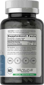 Horbäach Iron Ferrous Sulfate | 180 Count | Vegetarian, Non-GMO & Gluten Free Dietary Supplement