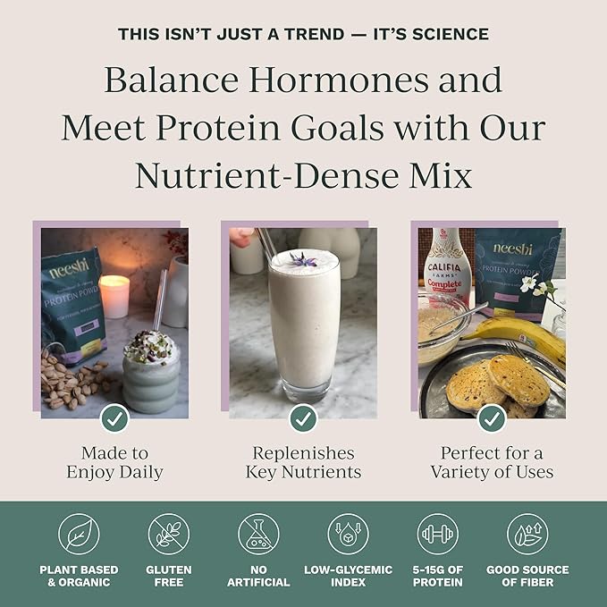 Hormone Balance Protein Powder – PMS & Perimenopause Relief for Cramps, Bloating & Mood Swings – Vegan Plant Based Superfood – 7 Servings
