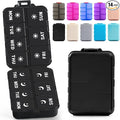 Foldable & Portable Weekly Pill Organizer 2 Times a Day with Clear Printed Labels - 7 Day AM PM Medicine Box, Week Daily Travel Pill Meds Case Holder for Medications, Vitamin, Supplement - Black