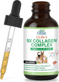 Premium 5X Organic Liquid Collagen for Dogs and Cats | No Chicken | Types I, II, III, V & X Collagen Peptides, MSM and Biotin for Joint, Skin, Coat Health & Immunity | Bacon Flavor 2 fl oz