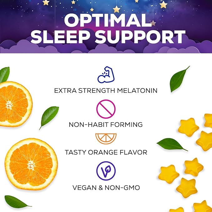 Sleep Gummies 6mg Per Serving - Sugar Free Melatonin Gummy Supplement for Adults - Natural Zero Sugar Sleeping Gummy for Adults & Kids, Orange Flavored, Extra Strength Sleep Support - 60 Count