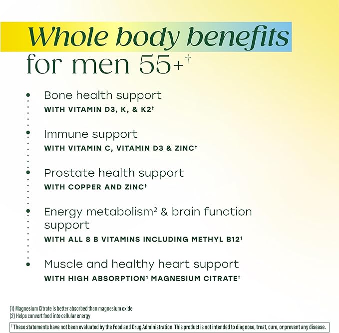 MegaFood Whole Body 55+ Mens Multivitamins - Gummy Multivitamin for Men - Magnesium Citrate, Vitamin D3 K2 & Zinc - Muscle & Bone Health - Brain, Heart & Immune Support - 90 Gummies, 30 Servings