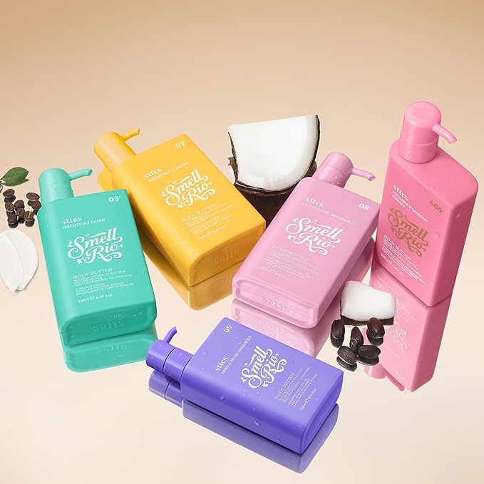 Sttes Smell Rio Body Butter 03# (Irresistible Charm) – 250ml Whipped Coconut Vanilla Body Cream with Tropical Orchid Scent, Jojoba & Coconut Oil Moisturizing Lotion, Caffeine for Firmer-Looking Skin