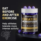 Nutravita Creatine Monohydrate Gummies for Men & Women-5g of Creatine Monohydrate per Serving - Sugar Free,Vegan, Grapes Flavor, 120 Count
