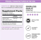 NatureWise Odorless Garlic Supplement 4000mg - Ultra Potent 100:1 Extract - Healthy Cholesterol Formula, Heart Health Support - Non-GMO, Gluten Free, with Halal Gelatin - 180 Count[90-Day Supply]