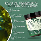 Sea Moss Gummies 16-1, Black Seed Oil Ashwagandha Turmeric Bladder Wrack Vitamin C Vitamin D3 Elderberry Manuka Dandelion Yellow Dock Apple Cider Vinegar for Men & Women
