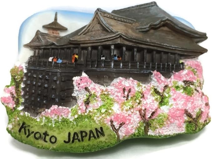 WitnyStore Tiny 2¾" Kiyomizu Dera Temple Kyoto Japan Magnet - Miniature Hand Made Resin 3D Asia Landmark Tourist Attractions Decorative Refrigerator Fridge Magnets Décor Collectible Souvenirs Gifts
