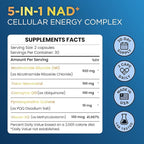 NAD+ Supplement with 500mg NR, Resveratrol, CoQ10, PQQ- 5-in-1 NAD Formula |NMN Supplement Alternative|NAD Resveratrol Support Cellular Energy & Healthy Aging-Made in USA-60 Capsules