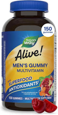 Nature’s Way Alive! Men’s Multivitamin Gummies, Daily Gummy Vitamin for Men, Supports Cellular Energy Metabolism, Immune Health, Muscle Function*, With Vitamins A, C, D3, Zinc, Vegetarian, 150 Count