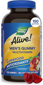 Nature’s Way Alive! Men’s Multivitamin Gummies, Daily Gummy Vitamin for Men, Supports Cellular Energy Metabolism, Immune Health, Muscle Function*, With Vitamins A, C, D3, Zinc, Vegetarian, 150 Count
