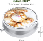 Nipichsha Pill Box, Small Pill Case for Purse & Pocket, Cute Travel Medicine Organizer, Portable Medicine Container Holder to Hold Vitamins, Medication, Fish Oil & Supplement,Cute Cat