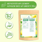 WT WEETEE Lemon Ginger Decaf Green Tea Bags 50 Counts, Made of Decaffeinated Green Tea, Ginger & Natural Lemon Flavor, Clean & Fresh