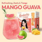 TEAZEN Mango Guava Kombucha Tea, Hydration Drink Mix, Sugar Free, Live Probiotics & Prebiotics, 30 Sticks, 5.29oz