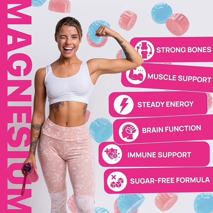 Magnesium Glycinate Gummies 1000mg – x2 High Absorption Magnesium Gummies for Women, Men & Kids – Sugar Free Vegan Supplement with CoQ10