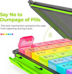 AUVON iMedassist Moisture-Proof Weekly Pill Organizer 4 Times a Day, Large 7 Day Pill Box Case with Portable Design for Travel, Removable Individual Containers Hold Vitamins, Supplements, Medications