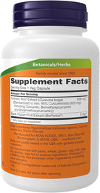 Now Supplements,Turmeric Curcumin with BioPerine,Immune System Support,Standardized to 95% Curcuminoids,Enhanced Absorption*,90 Veg Capsules,(Pack of 2)