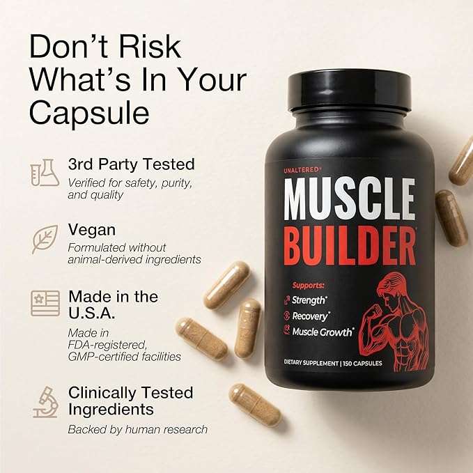 UNALTERED Anabolic Muscle Builder for Men - Growth, Size, Strength - Natural Muscle Building Supplement & Energy Booster - Tribulus Terrestris, Ginseng, Vitamin D3, Ashwagandha - 150 Capsules