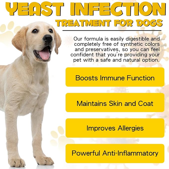 Yeast Infection Treatment for Dogs – Liquid Supplement to Itch Relief, Eases Ear Paw Discomfort for Dog, Allergy & Inflammation Relief for Healthy Skin & Coat, Herbal Formula for Dogs, 2.02 fl. oz