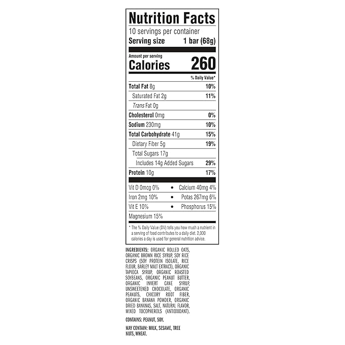 CLIF BAR - Energy Protein Bars - Peanut Butter Banana with Dark Chocolate - Made with Organic Oats - Energy Bars - Non-GMO - (10 Pack)