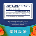 White Kidney Bean Extract Carb Blocker - White Kidney Beans Supplement for Metabolism Boost & Ease Calories from Starchy Food - Carb Control Supplements - 60 Count