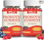 Probiotic Gummies 10 Billion CFU, Bacillus Coagulans for Digestive & Immune Support, Vegan, Non-GMO, Strawberry & Mixed Berry Flavor, 60 Count(Pack of 2)
