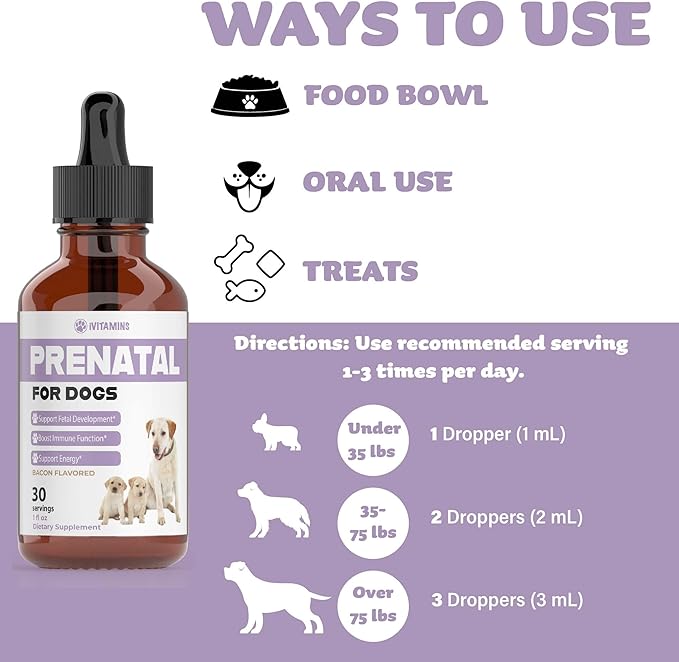 Dog Prenatal Vitamins | Prenatal Vitamins for Dogs | Includes Vitamin B Complex & Vitamin C | Dog Essentials | Whelping Supplies | Prenatal Dog Vitamins | Prenatal for Dogs | 1 Pack: 30 Servings