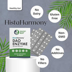 Healthy Gut HistaHarmony | Delayed Release DAO Enzyme Supplement | 30,000 HDU Diamine Oxidase Histamine Blocker | 60 Servings