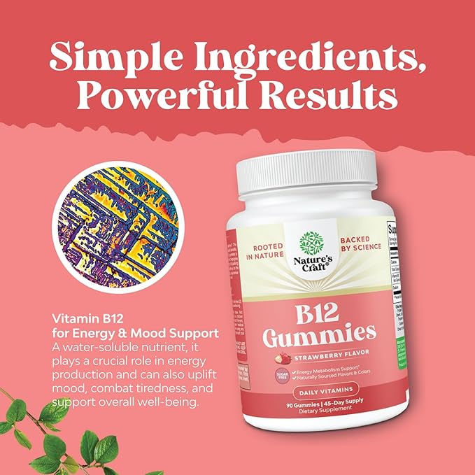 Vitamin B12 Gummies for Adults - Sugar Free Vitamin B12 1000 mcg Chewable Gums for Energy & Mood Support Immune & Nerves Health - Kosher Non-GMO & Gluten Free Supplement for Women & Men - 90 Count