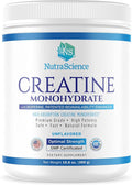 NutraScience Creatine Monohydrate Powder with BioPerine, Supports Lean Muscle Growth and Recovery, 60 Servings, 5000mg Per Serving, Unflavored, GMP sertified, Vegan Friendly, Non GMO