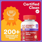 SmartyPants Adult Sleep Gummies with Melatonin: Magnesium & L-Theanine, Drug-Free, Non-Habit Forming Sleep Aid, Fast-Acting, Blueberry BlackBerry Flavor, 60 Count