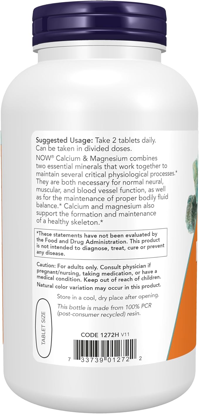 NOW Foods Supplements, Calcium & Magnesium 2:1 Ratio, High Potency, Supports Bone Health*, 250 Tablets