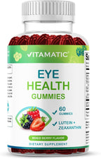 Vitamatic Eye Health Gummies with Lutein, Zeaxanthin, Vitamin C, E & Zinc – Mixed Berry Flavor – 60 Gummies –Non-GMO, Gluten-Free