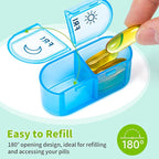 Betife AM PM Pill Organizer 7 Day, Weekly Pill Organizer 2 Times a Day, Daily Pill Box AM PM, Portable Travel Medicine Case, Day and Night Pill Container for Medication, Vitamin or Supplement（Black）