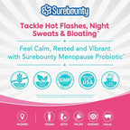 Menopause Probiotic Supplement for Women, 70 Billion CFU, with Akkermansia Muciniphila, Vitamins B6 & D3, Botanicals, for Hormone Balance, Hot Flashes, Night Sweats, Gut Health, 60 Capsules