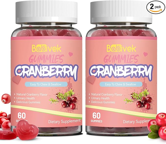 Cranberry Gummies 1000mg, Supplements for Women, with D-Mannose 250mg, Womens Probiotic Gummies, Urinary Tract Health, Cranberry Flavor, NO GMOs, 60 Count(Pack of 2)