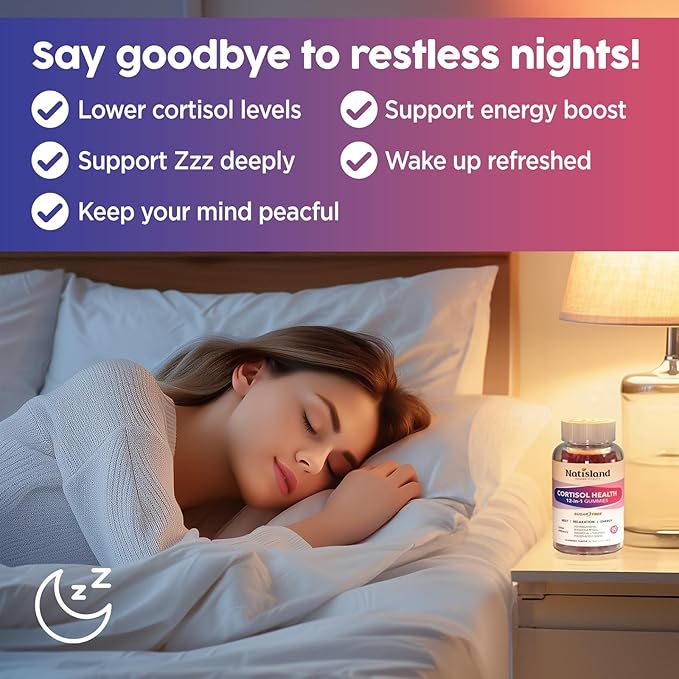 Cortisol Gummies, 12-in-1 Cortisol Reducer, with Magnesium Glycinate, Ashwagandha, L-Theanine, Phosphatidylserine, Vitamin B6 & D3, Rhodiola Rosea, for Men & Women, Sugar-Free, Vegan, NON-GMO, 60CT