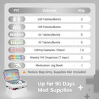 Mancro Dual Layers Medicine Organizer Bag, Pill Bottle Organizer Storage with Lockable Zipper, Medication Travel Bag for Pills, Vitamins, Medical Supplies for Home Storage, Travel, White