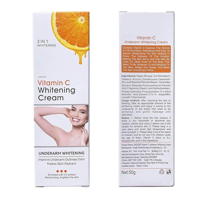 Vitamin C Skin Whitening Cream,Dark Spot Remover for Face,Skin Lightening Cream for Intimate Areas,Neck,Armpit,Elbow, Inner Thigh and Knees,Improve Underarm Dullness Odor