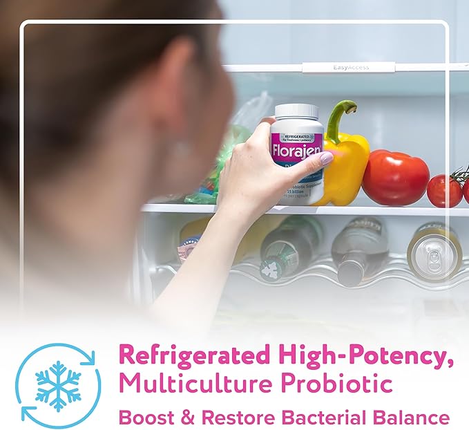 Florajen Digestion Probiotic - Advanced Gut Health Supplement for Constipation & Bloating Relief - 15 Billion Live Cultures - Multi-Strain Formula - Refrigerated for Potency & Freshness - 90 Capsules