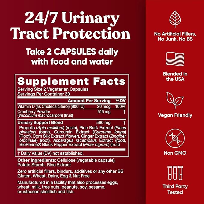 Urinary Tract Supplement Duo, Urinary Harmony + Killer Cranberry, UT Defense blends, D-mannose & Hibiscus + Cranberry, Pine Bark, Propolis & Vitamin D, Clinical Strength Ingredients, 2 X 60 ct