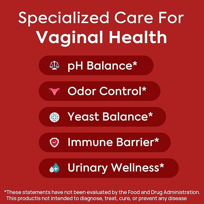 Vaginal Probiotics for Women - pH Balance, Healthy Vaginal Odor, Vaginal Flora, Yeast Balance, Immune Support - Prebiotics & Lactobacillus Probiotic, Mushroom, Cranberry, Pineapple, 60 CT