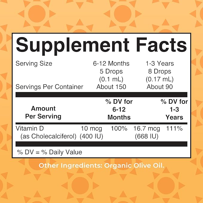 MARYRUTH'S USDA Organic Vitamin D Drops | Vitamin D3 Liquid | Sugar Free | Liquid Vitamin D Drops Immune Support for Infants & Toddlers | VIT D3 | Gluten Free | Non-GMO | 90-150 Servings