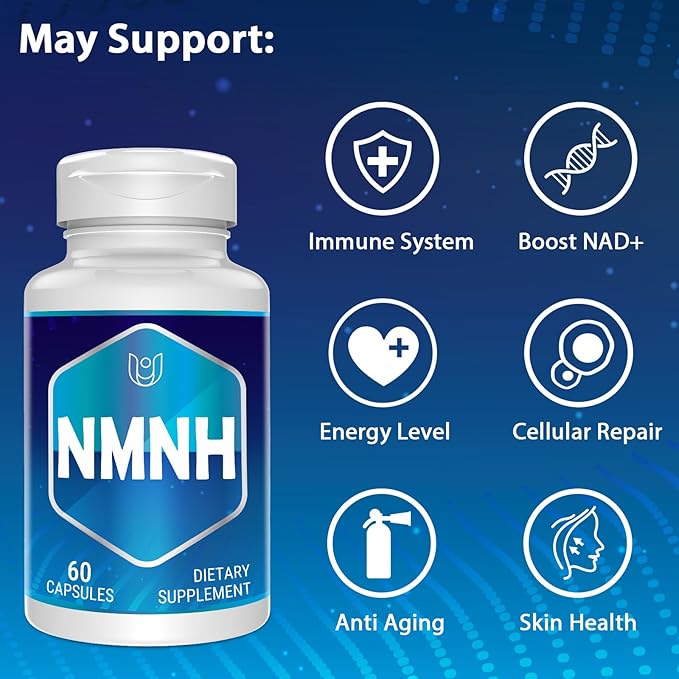 NMNH (Dihydronicotinamide Mononucleotide), NAD Supplement to Boost NAD+ Levels as We Age (May Be More Effective Than Nicotinamide Riboside) for Anti Aging, Energy Focus - 120 Capsule
