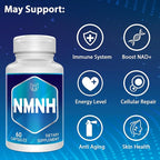 NMNH (Dihydronicotinamide Mononucleotide), NAD Supplement to Boost NAD+ Levels as We Age (May Be More Effective Than Nicotinamide Riboside) for Anti Aging, Energy Focus - 120 Capsule