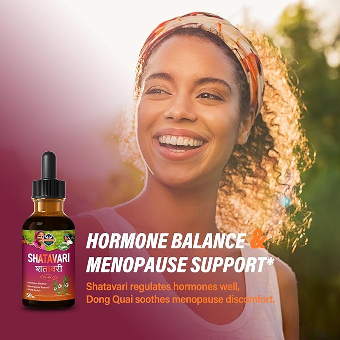 Shatavari (Shitabari) Root Extract Liquid Drops for Women Menopause Support & PMS Relief. All-in-1 Herbal Supplement Tincture for Female Balance w/Dong Quai & Black Cohosh.2oz